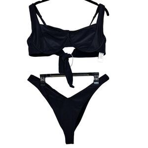 Swimsuit For All Camille Collection Kostek Underwire 2 Piece Bikini Set Black XL